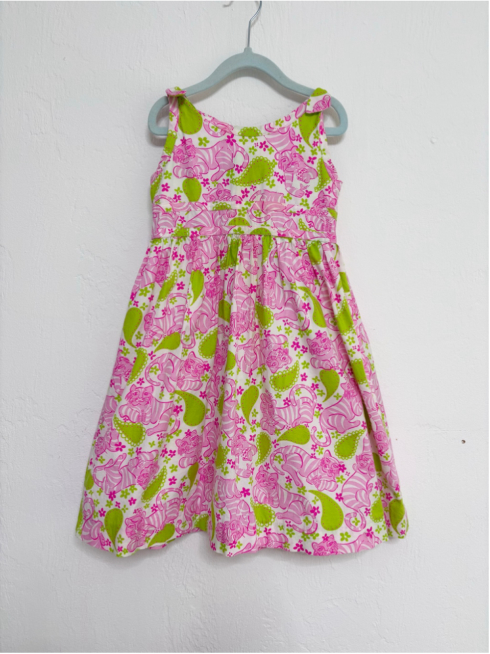 Girls Lilly Pulitzer Dress Size 6 Pink Green Tiger Print Vintage Lilly